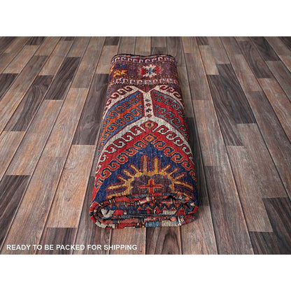 6'2"X8'3" Colorful Caucasian Design Revival Hand Knotted Soft Wool Rug