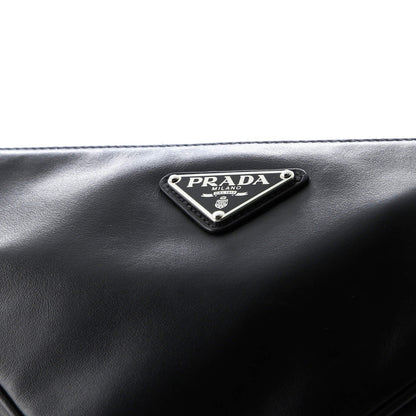 Prada Triangle Logo Zip Crossbody Bag Soft Leather Small