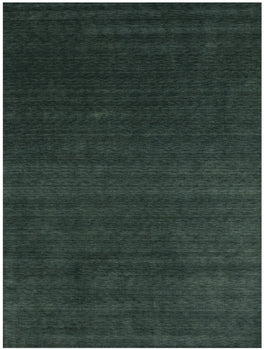 Solid Dark Green Hand-Loomed 9X12 Gabbeh Wool Rug