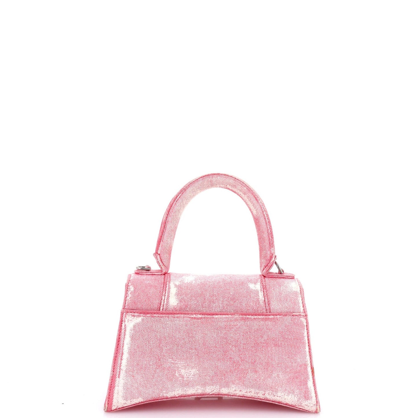 Balenciaga Hourglass Top Handle Bag Denim Printed Leather Small