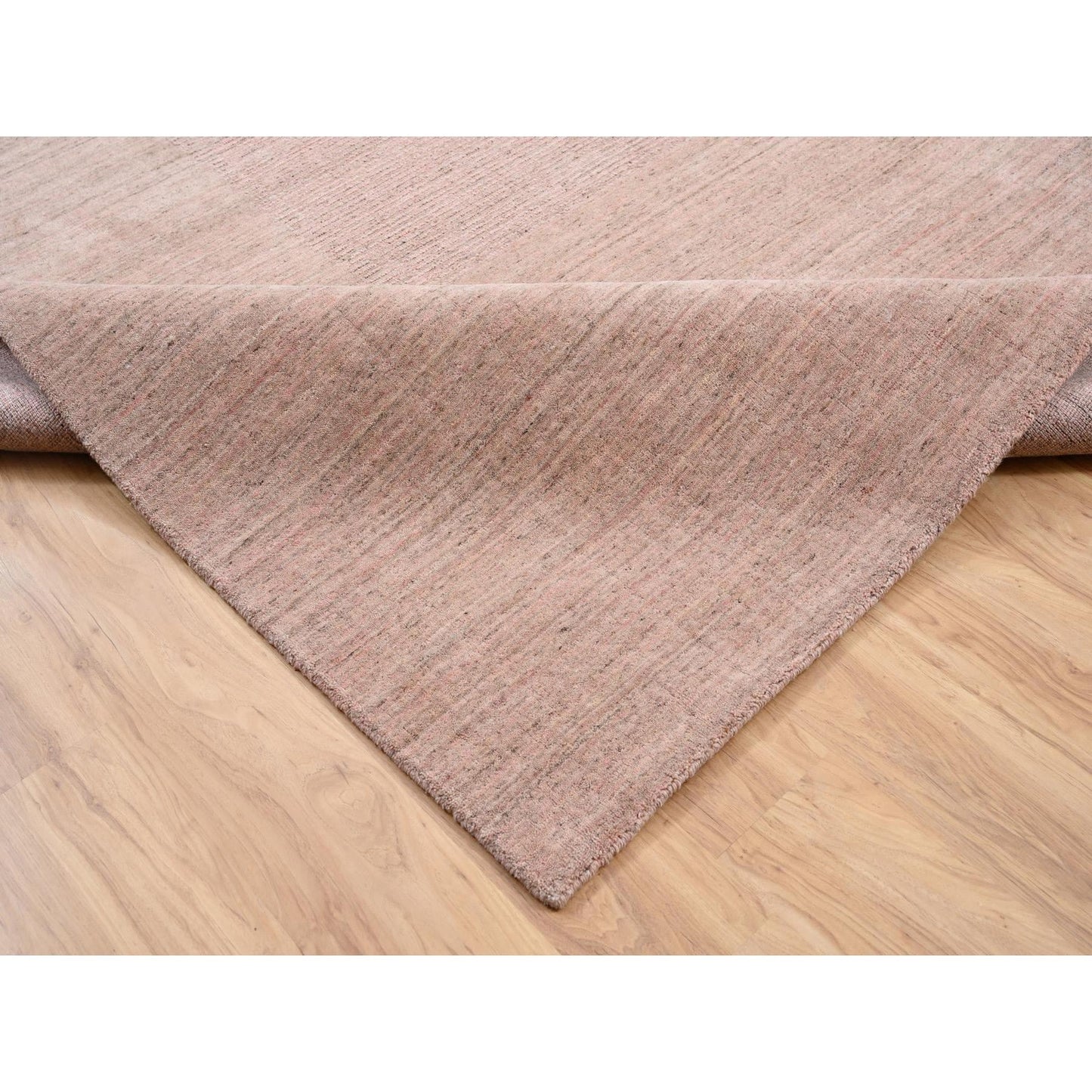 9'3"X12' Modern Design Hand Loomed Soft Wool Coral Pink Oriental Rug