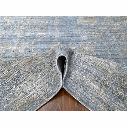 8'X10' Marengo Gray Modern Design Hand Loomed Wool And Bamboo Silk Rug