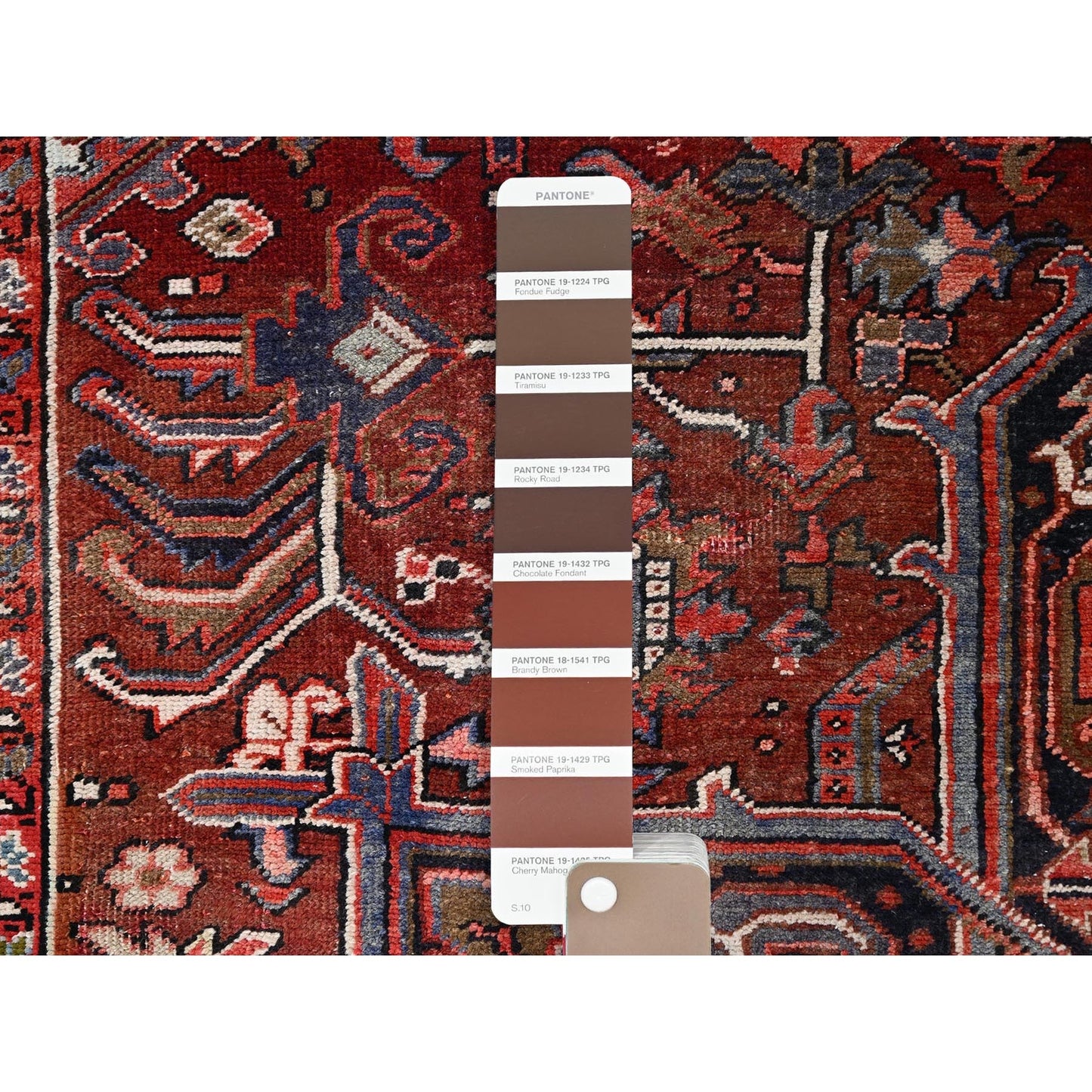 8'X12'2" Rosewood Red Wool Hand Knotted Antique Zoroastrian Heris Rug