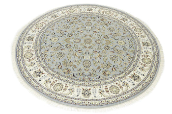 Hand-Knotted Traditional Indo-Nain Floral Round