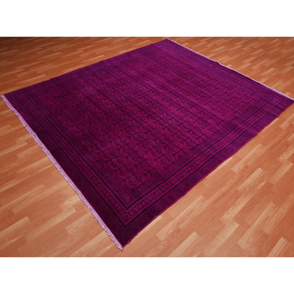 8'X9'7" Overdyed Pink 100% Cotton Hand Knotted Agra Design Rug