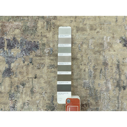 2'9"X12' Silver Blue Wool & Silk Modern Abstract Design Runner Rug