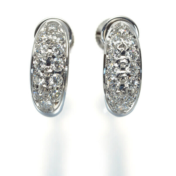 Mikimoto Earrings Diamond 0.21Ct/0.21Ct Paved 18K 750 White Gold