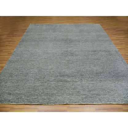 10'X10' Grandma Gray Undyed Modern Grass Hand Knotted Wool Oriental Rug