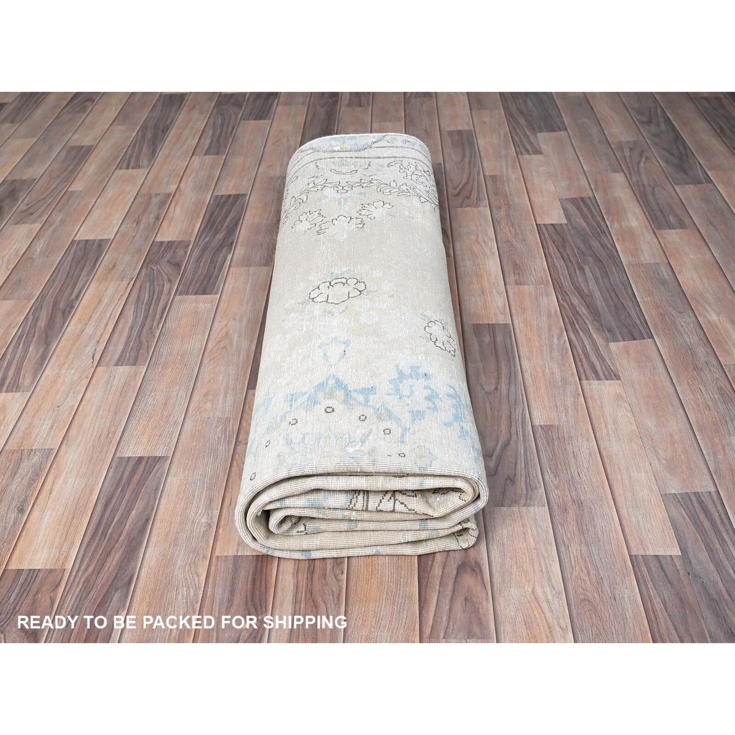 7'2"X9'10" White Natural Wool Hand Knotted Vintage Zoroastrian Karman Rug