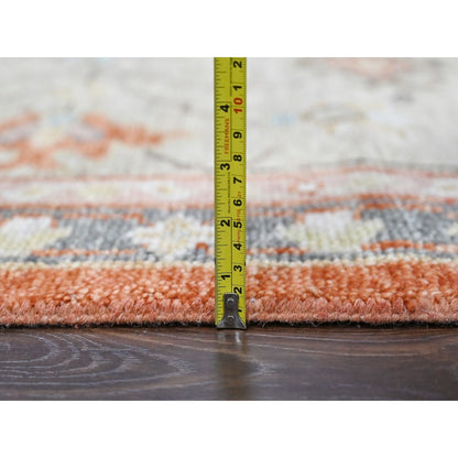 12'X17'8" Orange Wool Hand Knotted Oushak Design Oversize Oriental Rug