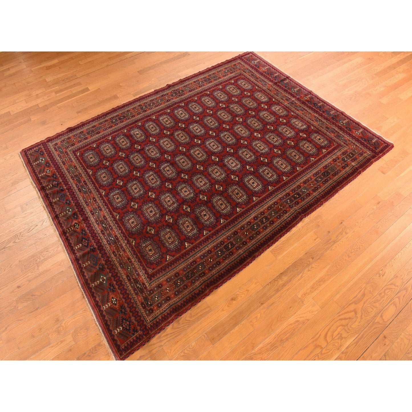 6'10"X9'7" Angels Red Antique Tourkaman Clean 100% Wool Hand Knotted Rug