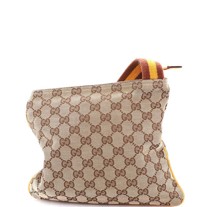Gucci Web Strap Zip Messenger Bag Gg Canvas Small
