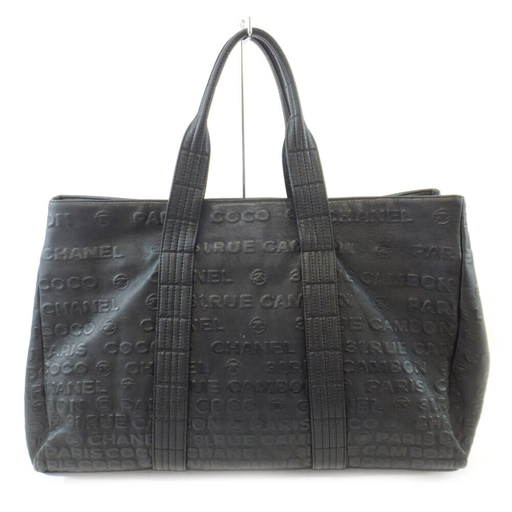 chanel embossed logo black