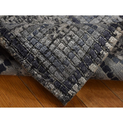 2'3"X3'2" Gray Silken Roman Mosaic Design Hand Knotted Sample Rug