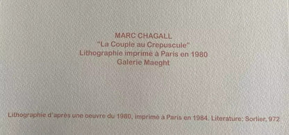 Marc Chagall Lithograph Coa Signed Published 1980 Maeght-Paris