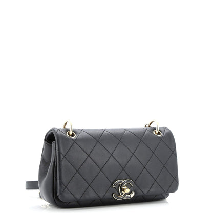 Chanel Twist Chain Enamel Cc Flap Bag Quilted Lambskin Medium