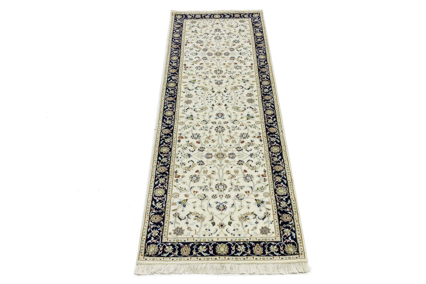 Handmade Indo-Nain Oriental Runner Rug Floral Design Hallway Carpet 2'8X8'1 ft