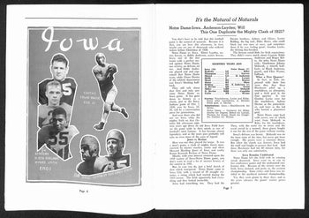 1939 Iowa Vs Notre Dame Vintage College Football