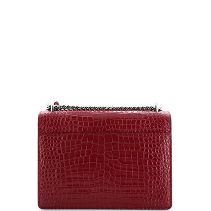 Saint Laurent Sunset Crossbody Bag Crocodile Embossed Leather Medium