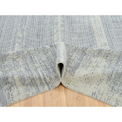 12'X17'10" Gray Wool And Plant Based Silk Hand Loomed Oversized Rug