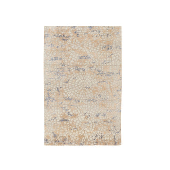 3'X5' Gray Wool & Pure Silk Mosaic Design Handknotted Modern Oriental Rug