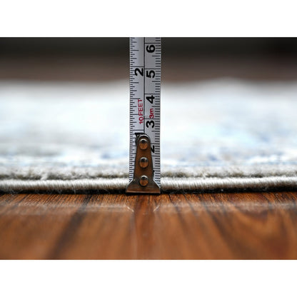 2'5"X10'8" Repose Gray Karajeh Design Hand Knotted Runner Oriental Rug