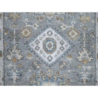 2'7"X10' Boothbay Gray Wool Hand Knotted Karajeh Geometric Runner Rug