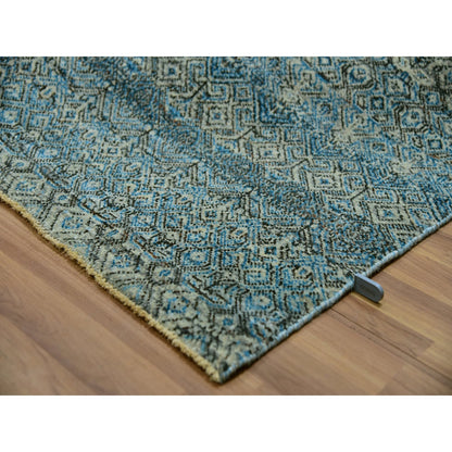 10'X10' Blue Kohinoor Herrita Plush Wool Hand Knotted Square Oriental Rug