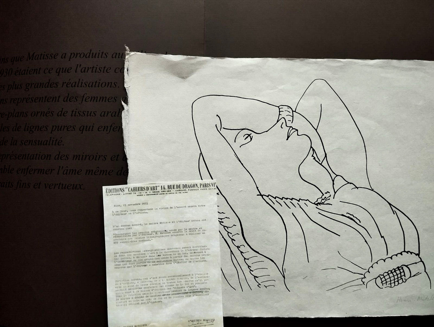 Henri Matisse Lithograph Handmade Coa Contract Signed By Hand Numbered By Hand