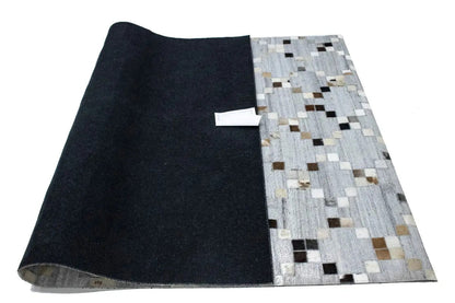 Handcrafted Cowhide Patchwork Rug New