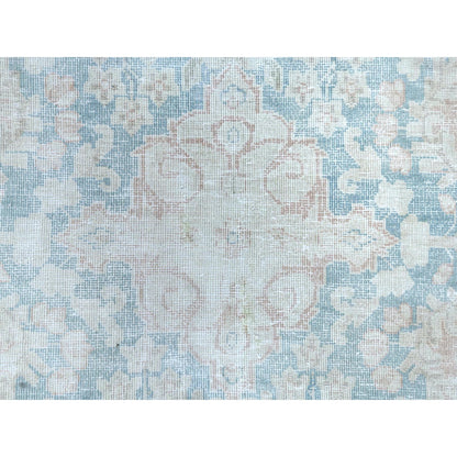 9'9"X13'3" Worn Wool Hand Knotted Pink Vintage Farsian Karman Rug