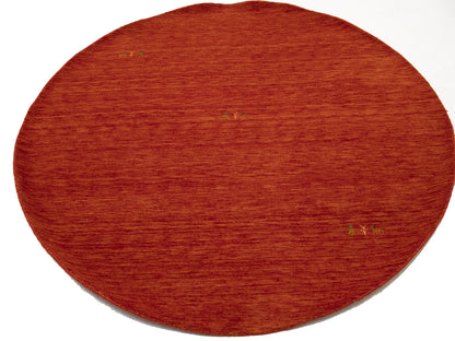 6X6 Ft Gabbeh Modern Round Wool Rug Orange-Red