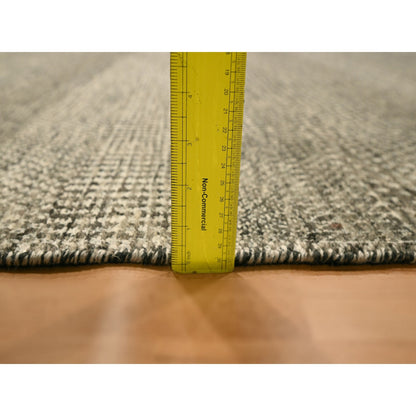 7'9"X10'2" Storm Gray Modern Grass Design Natural Wool Hand Knotted Rug