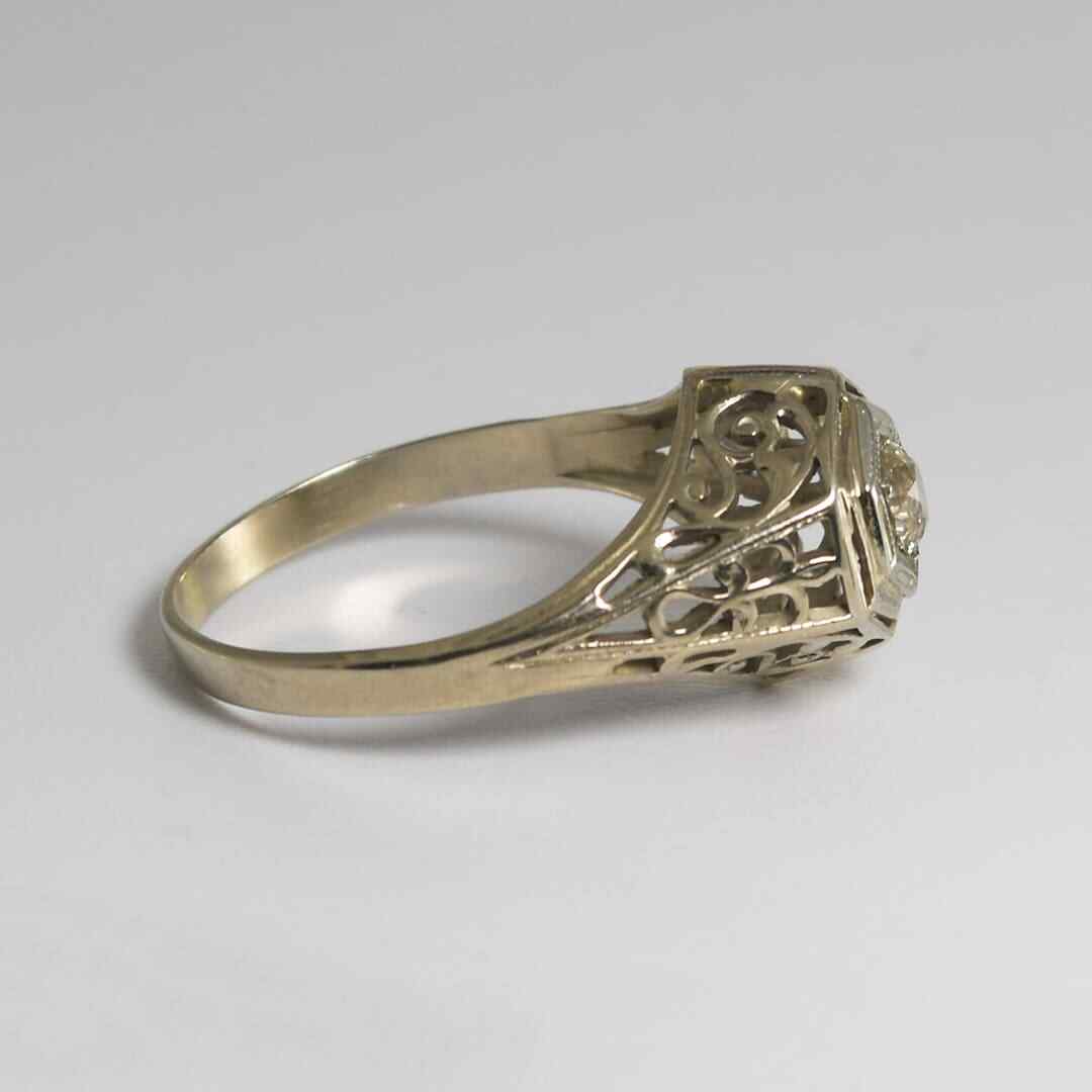 14K White Gold Antique Diamond Ring 0.20Ct