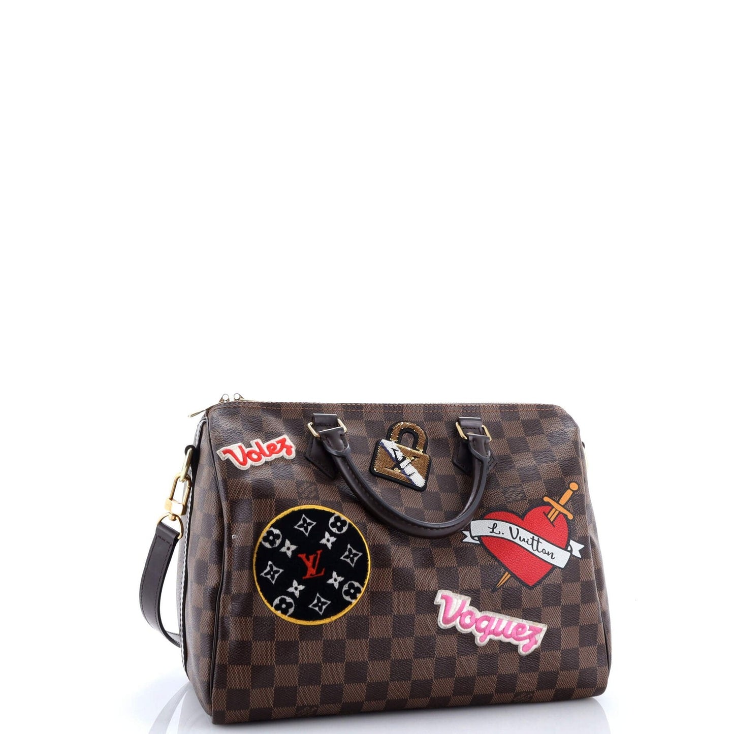 Louis Vuitton Speedy Bandouliere Bag Limited Edition Patches Damier 30