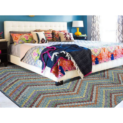 10'2"X13'4" Colorful Afghan Kilim Pure Wool Hand Woven Oriental Rug