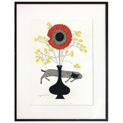 Kiyoshi Saito "Eyes (16)" Woodblock print ed. 99/ 100 1984 Framed Signed