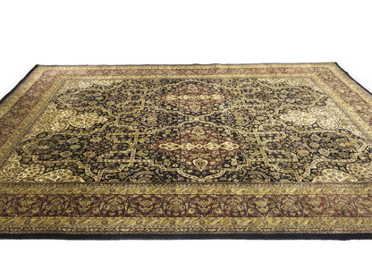Hand-Knotted Agra Jaipur Oriental Rug Floral