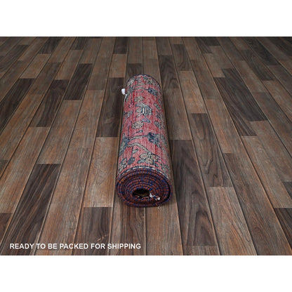 2'3"X9'6" Red Vintage Zoroastrian Khamadan Hand Knotted Wool Runner Rug