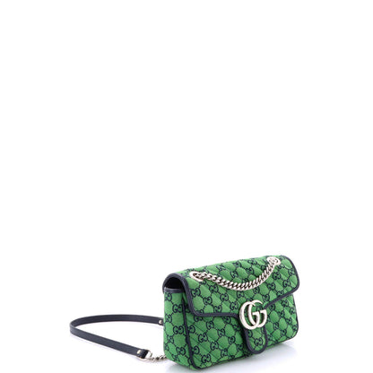 Gucci Gg Marmont Flap Bag Diagonal Quilted Gg Canvas With Leather Small