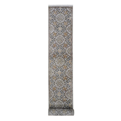 2'6"X22'2" Wool And Silk Mughal Inspired Medallions Design Xl Runner Rug
