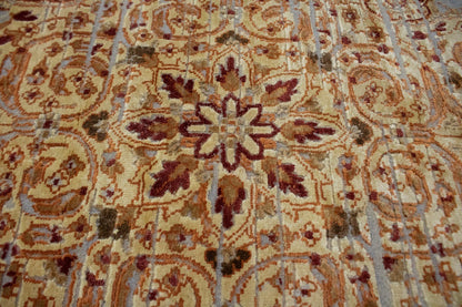 Handmade Transitional Oriental Rug High-Low Relief Medallion Style Carpet 6X8 ft