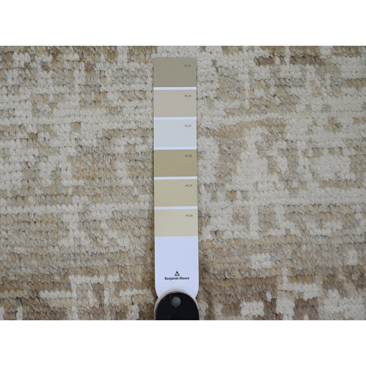 9'1"X12'5" Brown Moroccan Weave Erased Pattern Hand Knotted Pure Wool Rug