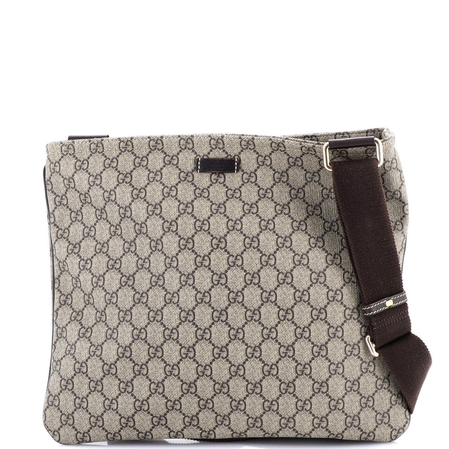 Gucci Zip Top Messenger Bag Gg Coated Canvas Large