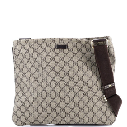 Gucci Zip Top Messenger Bag Gg Coated Canvas Large