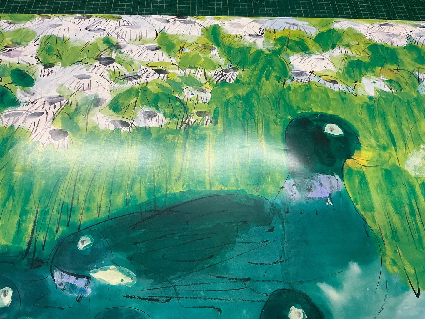 Walasse Ting 8 Green Ducks (No Text) " Poster Contemporary Gr