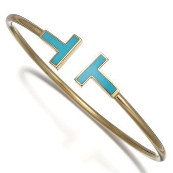 Tiffany&Co. Bracelet Tiffany T Wire Turquoise Bangle 18K 750 Yellow Gold
