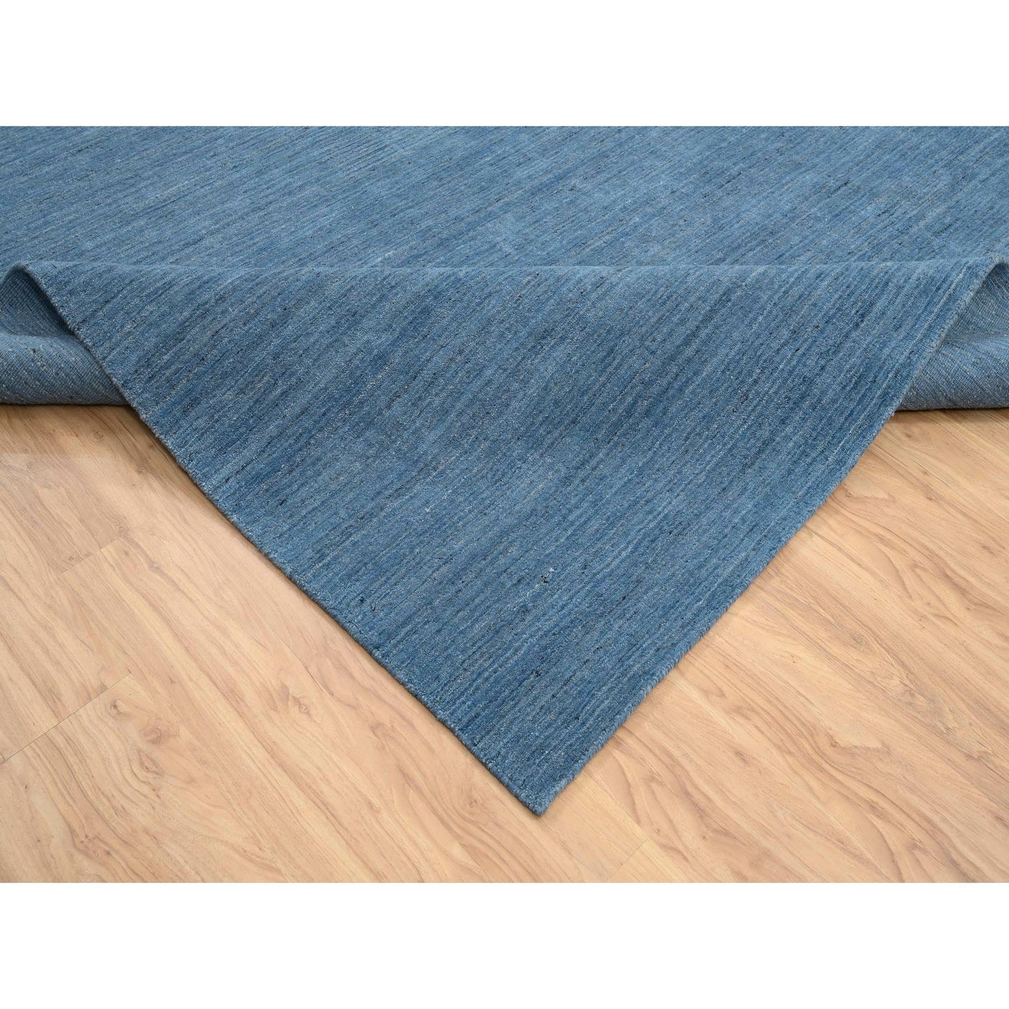 10'1"X14' Denim Blue Modern Design Pure Wool Hand Loomed Rug