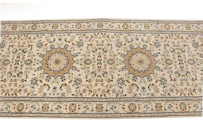 Extra Fine Floral Indo-Nain Runner Rug Oversized
