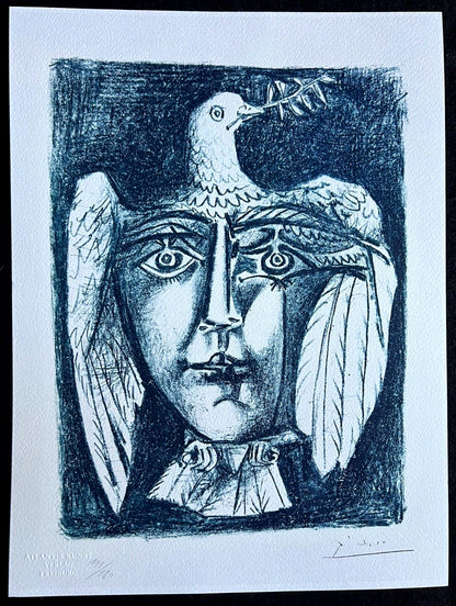 Pablo Picasso Lithograph Coa Signed In Pen Numbered By Hand Stamped Crayon